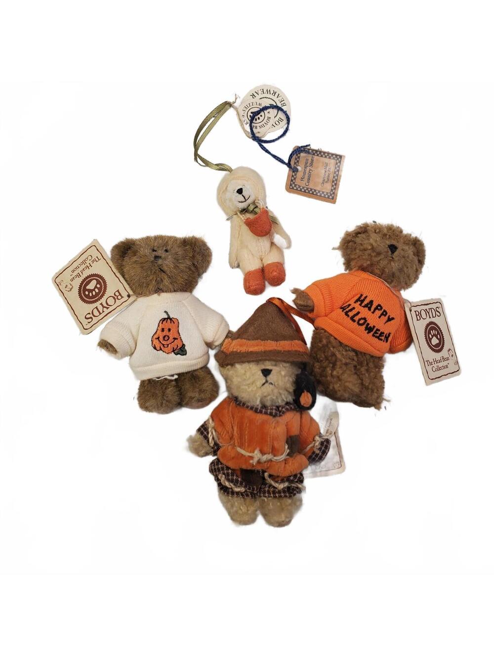 Boyds Halloween plush ornament lot Pumpkin 5"